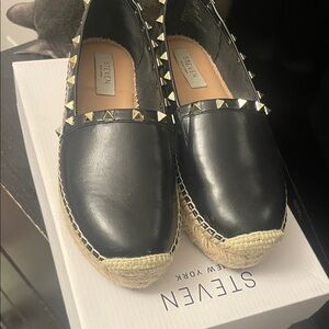 Steven New York Black Studded Espadrilles